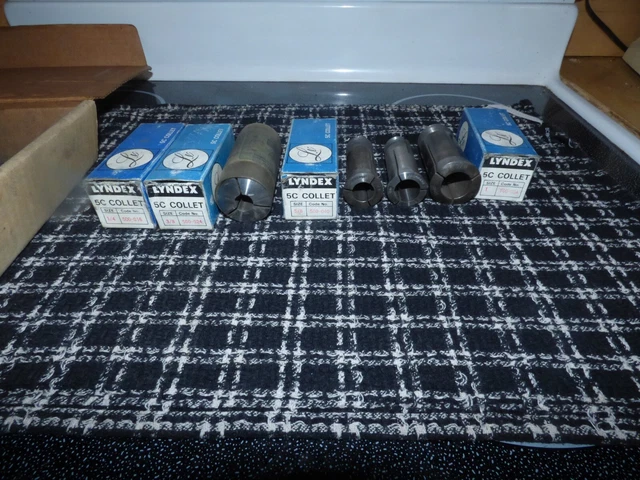 8 Assorted Lyndex, Hardinge, Enco 1/4", 3/8", 1/2", 5/8" & 3/4" 5C, 4C Collets
