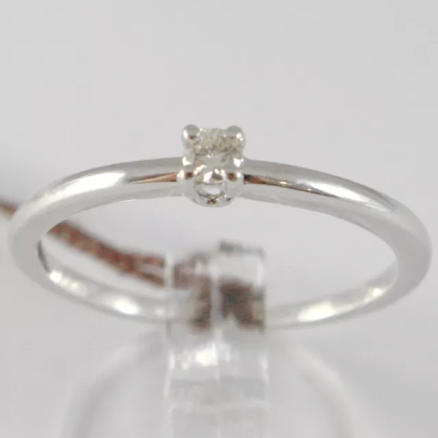 Bague en or Blanc 750 18K, Solitaire Tige Carré avec Diamant, Carat 0.07