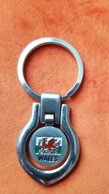 Wales/Welsh Silver Coloured Dragon Solid Weighty Keyring