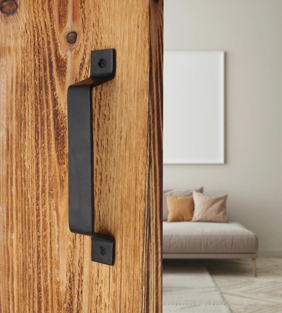 Barn Door Pull Handle Heavy Duty Black Iron Hot Bed Sliding Gate Shed Garage