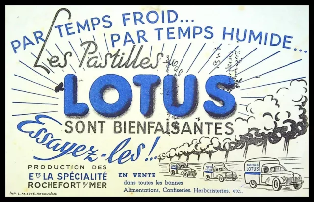 Buvard Publicitaire, Pastilles LOTUS  - Bienfaisantes par temps froid