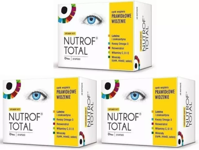 Nutrof Total 180 capsules vitamin D C E minerals Correct Vision 3 x 60 capsules