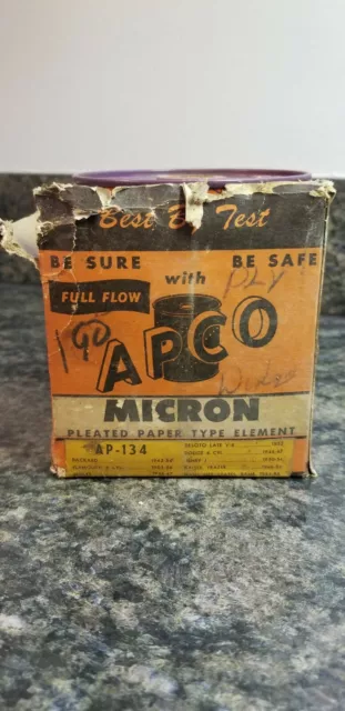 Vintage NOS IOB Apco Full Flow Micron Pleated Paper Type Filament AP-134 (Lt 186