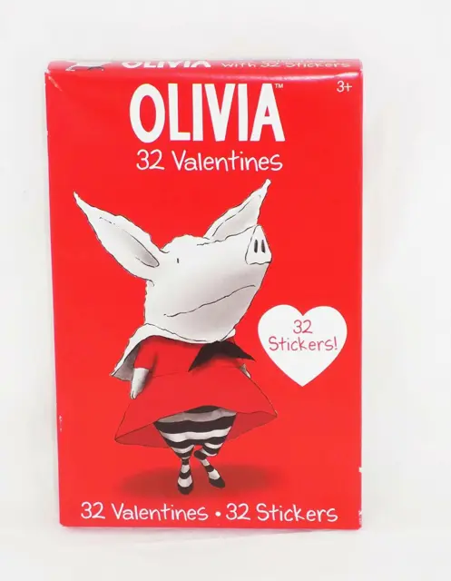 32 Olivia Classroom Exchange Valentine Day Cards with Stickers