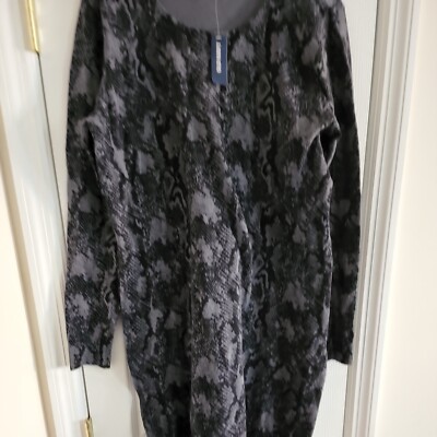Old Navy Women's Black Gray Snake Print Long Sleeve Sweater Dress Size Large NWT