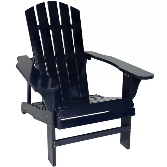 Coastal Bliss Fir Wood Adirondack Chair - Navy Blue by Sunnydaze