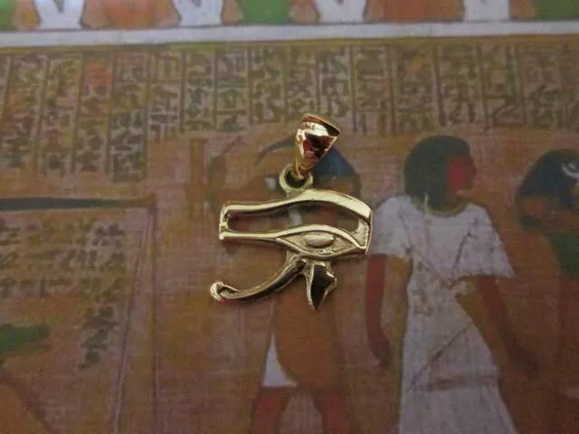 Egyptian Eye of Horus pendant made Yellow Gold 18 K- handicraft