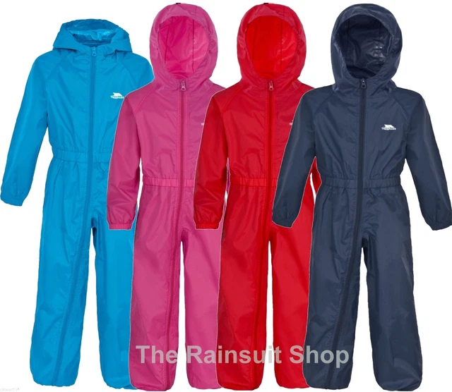 TRESPASS KIDS BUTTON SUIT WATERPROOF ALL IN ONE PUDDLE RAINSUIT 12 MTHS to 8YRS