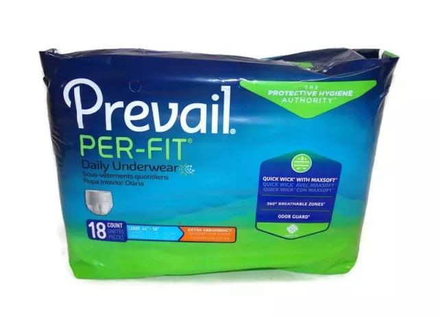 3 Packs Large 18 Count Prevail Per-Fit Adult Pull-Up Diapers Daily Underwear