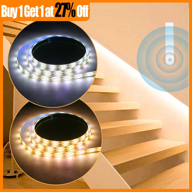 BATTERY POWERED LED Strip Lights Wireless PIR Motion Sensor Wardrobe ...