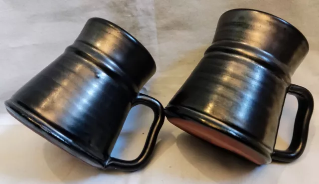 Prinknash Pottery Vintage Espresso Coffee Cups X 2 Gunmetal Metallic Glaze ☕Vgc☕