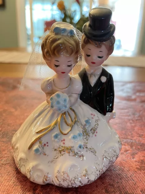 Vintage Josef Originals Wedding Cake Topper  Bride And Groom Figurine Excellent