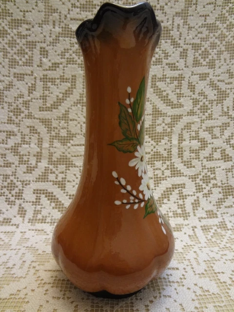 Pichet Céramique Vintage Peint À La Main - Marguerites Florales - Signé Par Artiste 3
