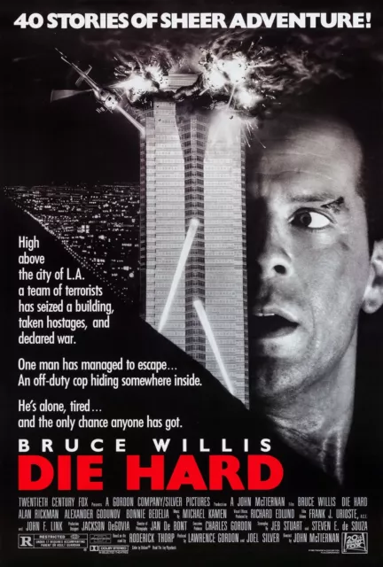 1988 Promo Poster Print Die Hard Classic 80s Retro Wall Decor Film Bruce Willis
