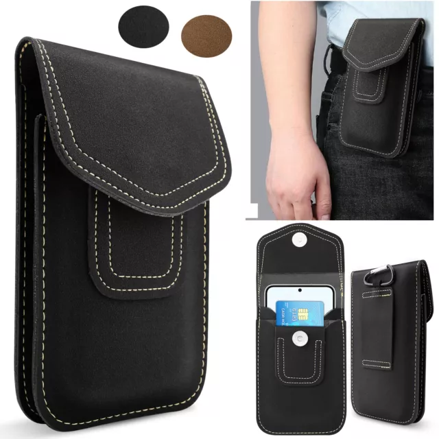 Men Women Cell Phone Pouch Waist Bag PU Leather Holster W/ Belt Loop Case Cover