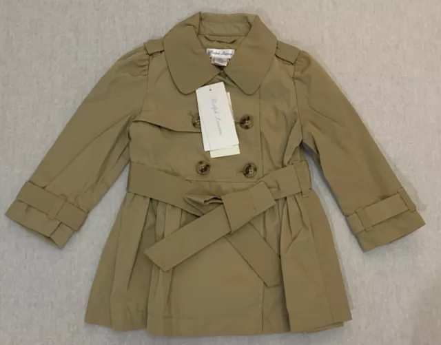 Bnwt Ralph Lauren Girls Belted Trench Coat In Beige Age 9 Months