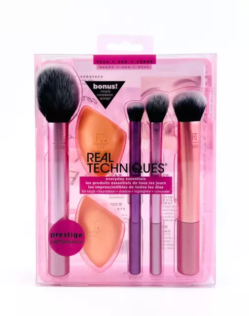 Real Techniques Every Day Essentials Make Up Schwamm Pinsel Set, 6 teilig