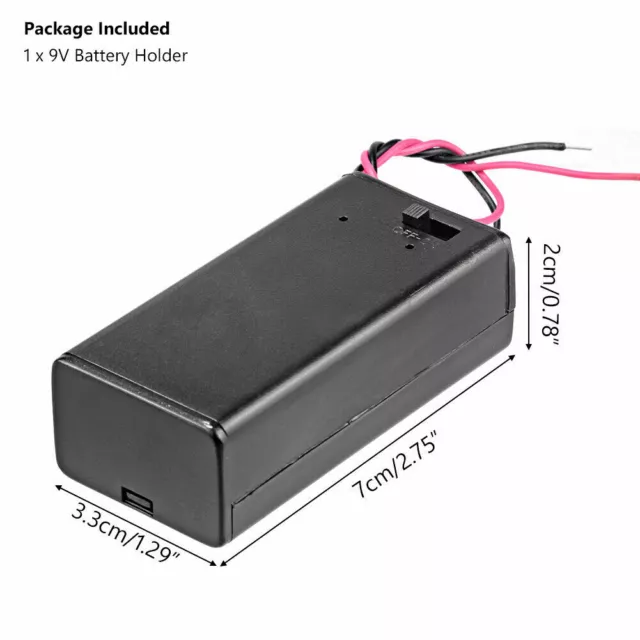 9V Batteriehalter mit Kabeln 9 Volt Batteriegehäuse Box Ein/Aus Schalter Abdeckung 1Stck. CD 2