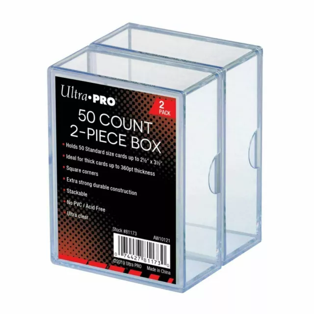 2 x Ultra PRO 50 Count  2 Piece Storage Box for Standard Size Trading Cards 50ct