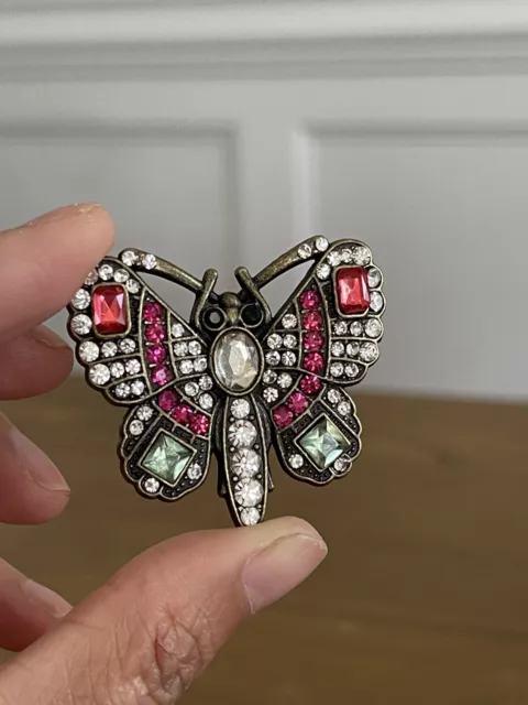 Old Vintage Jewelry Butterfly Rhinestone Brooch Pin