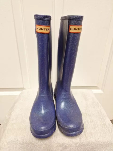 Hunter Big Kids Starcloud Purple Sparkle Rain Boots Size 5B