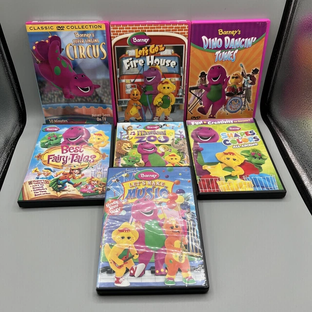 LOT OF 7 Barney DVD's Music Shapes Colors Dino Dancin' Fire House