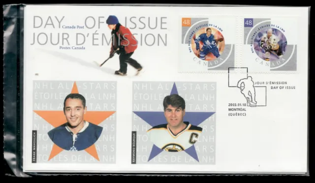 3 FDC Set #1971 a-b c-d e-f (sealed) from 2003 - Covers have 6 NHL All - Stars