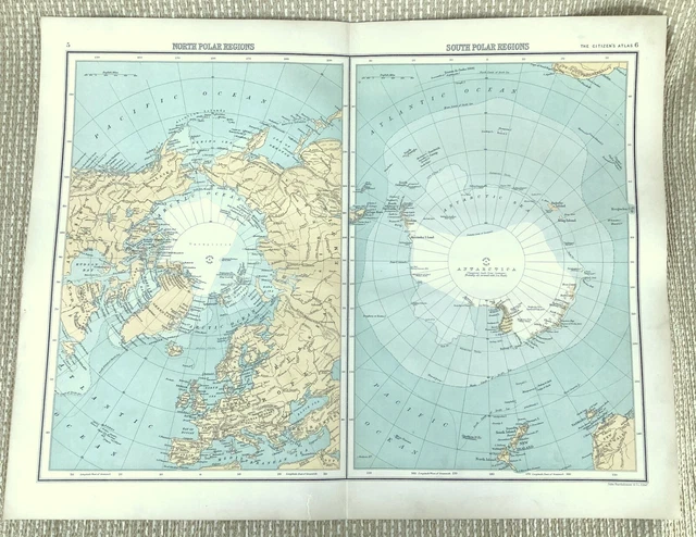 ANTIQUE MAP OF The Polar Regions North South Pole Antarctica Arctic antique-map-of-the-polar-regions-north-south-pole-antarctica-arctic