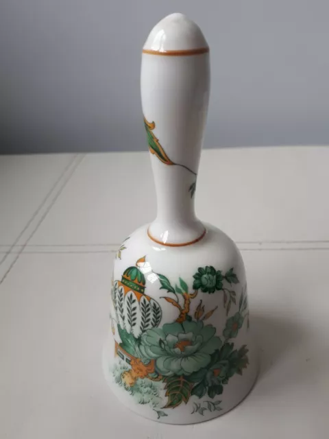 Crown Staffordshire Kowloon Glocke, weiß/grün, Blumenmuster, Knochenchina, 13 cm
