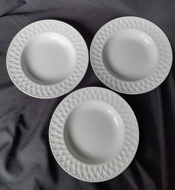Lot De 3 Assiettes Creuses Philippe Deshoulieres Limoges – Modèle California – Porcelaine Blanche – 18,5 Cm