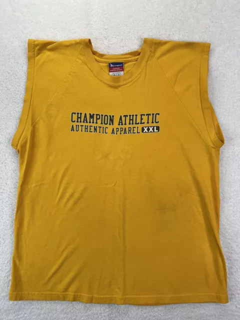 Camiseta vintage para hombre campeón años 90 sin mangas ropa deportiva amarilla mediana