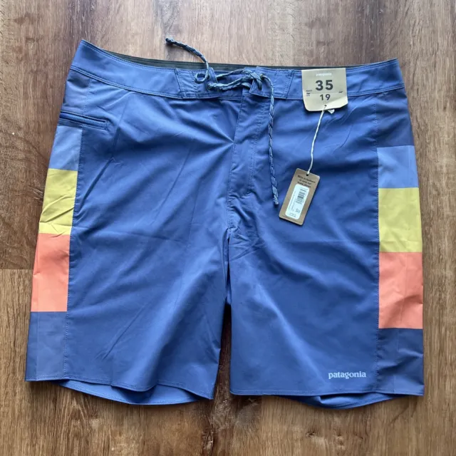 Patagonia Hydropeak Sz 35 Board Shorts  19" Current Blue Swim Trunks Surf