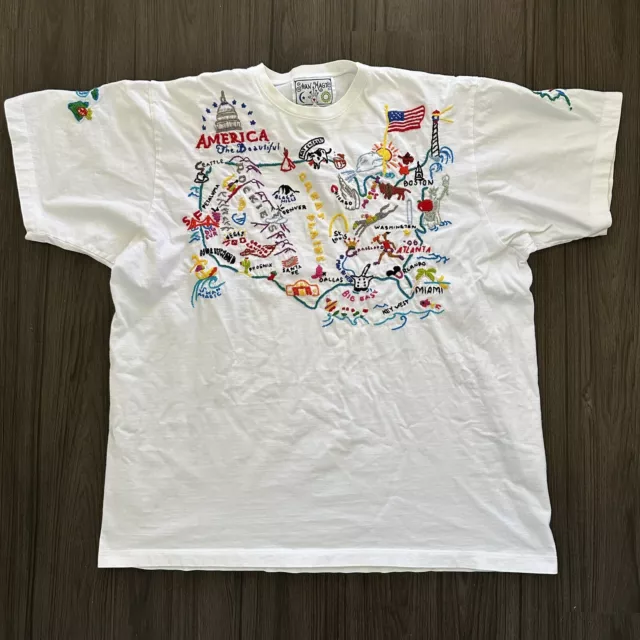 VTG 90s Swan Magic Shirt Embroidered America The Beautiful Unisex Size Large