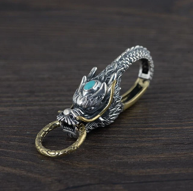 Chaîne Porte-clés Portefeuille Crâne En Argent 925 - Style Punk - Longueur Réglable - Linsion