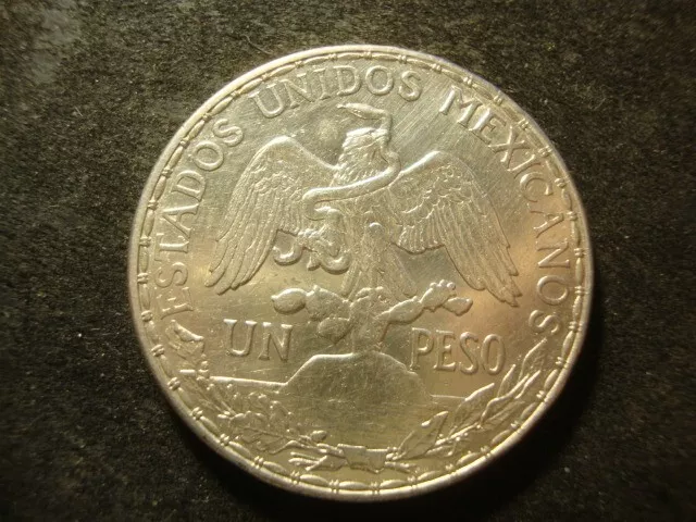 1911 AU BU Bold Mexico Silver Peso Caballito Long Ray Nice Looking Coin 2