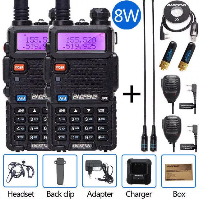 1/2Sätz Baofeng Uv-5R 8W Uhf/Vhf 128Ch Vox Fm Radio Walkie-Talkie Hand-Funkgerät