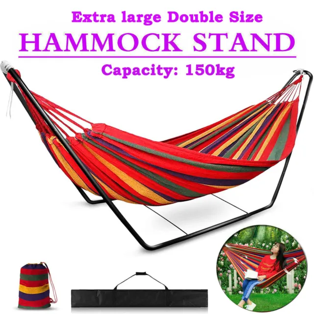 10ft Double Hammock Heavy Duty Stand Patio Outdoor Portable with Carrying Bag