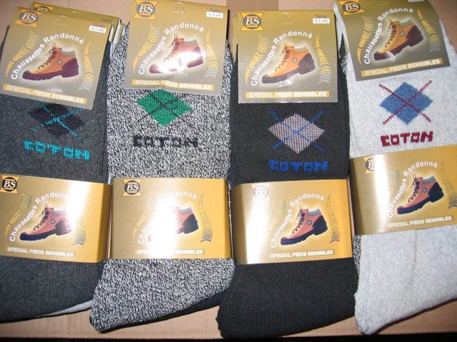 12 Paires de chaussettes coton RANDONNEE / CHAUSSURES SECU