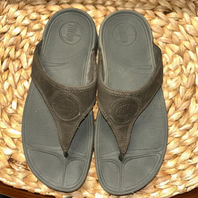 FitFlop Oasis Wedge Thong Sandals Womens Size 6 Green Style 211-321