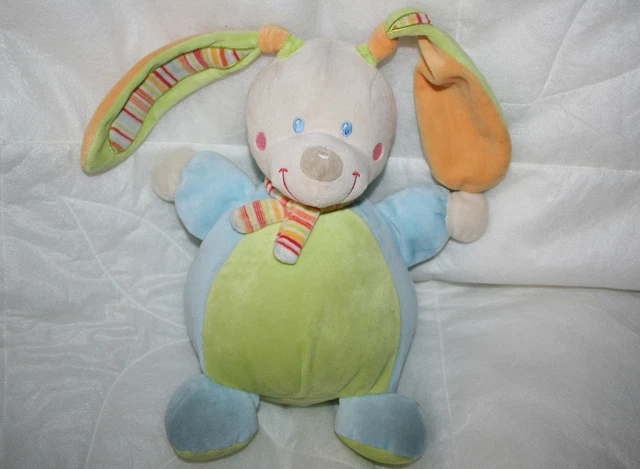 Mots D'enfants Doudou Lapin Chien Bleu Vert Echarpe Rayee Jamais Servi
