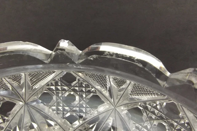 American Brilliant Cut Glass Crystal Bowl Nappy ABP Antique Unsigned 3