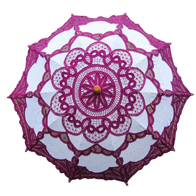 Lace Parasol Handmade Umbrella with Long Handle Photo Prop for Wedding Outdoor