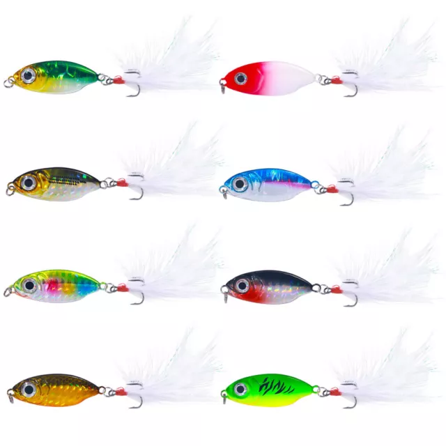 8 Pack Slow Fall Metal Fishing Lure Jig Jigging Flat Fishing Lures Bait Tackle