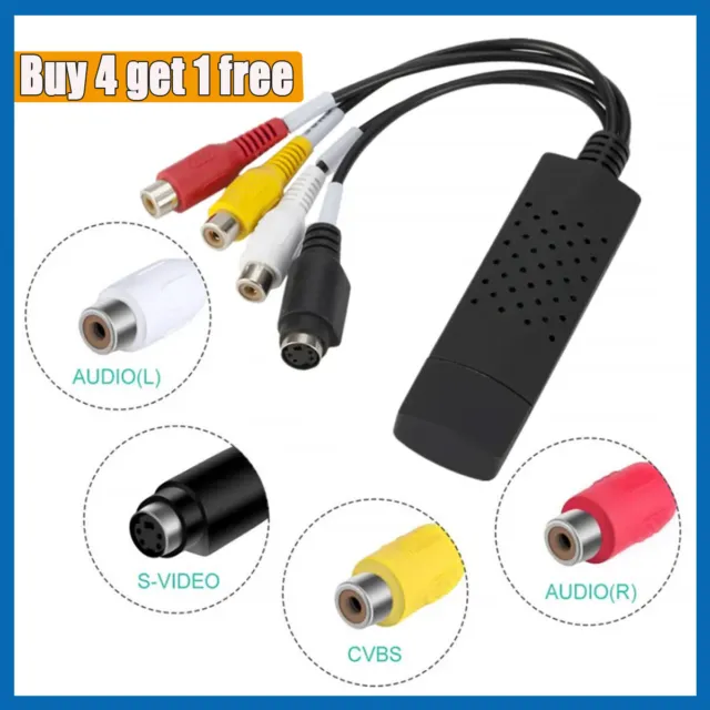 USB 2.0 Video Audio Capture RCA Adapter VHS to DVD HDD TV Converter Card Windows