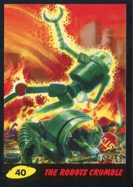 Mars Attacks The Revenge Black [55] Base Card #40 The Robots Crumble