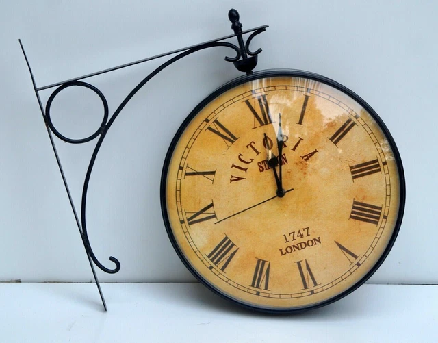 MAISON JARDIN VINTAGE industriel Double face horloge Victoria gare
