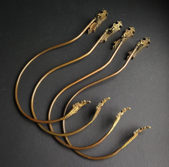 FOUR FRENCH 19th CENTURY  LARGE BRASS LOOPED CURTAIN TIE BACKS