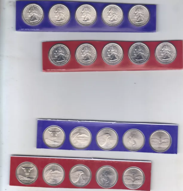 2007 P & D State Quarter 10 Coins from US Mint Set BU Statehood Cello 25c Coin