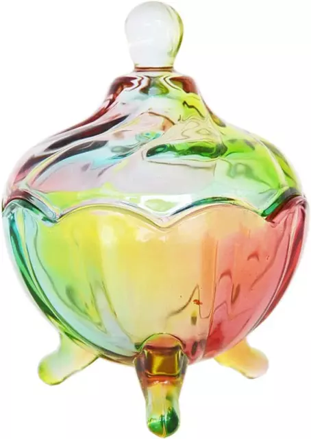 Royal Rainbow Embossed Simple Style Crystal Footed Apothecary Jar Candy Jar with