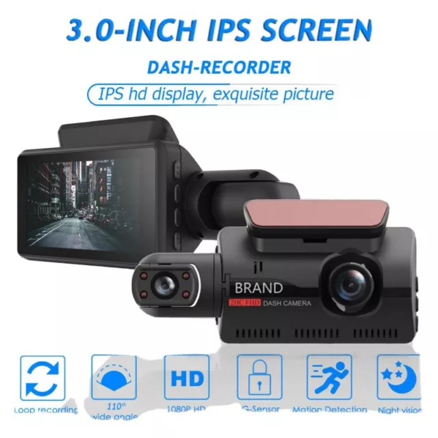 Dual Lens Car DVR Dash Cam Video Recorder Front & Inside Camera+32G Memory Card
